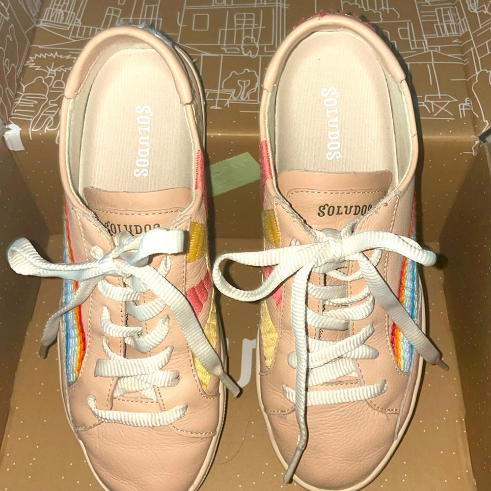Soludos Ibiza embroidered rainbow wave sneaker